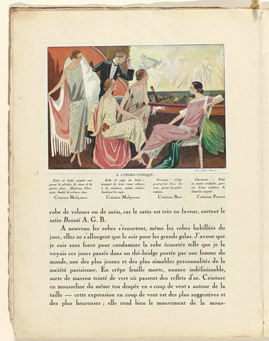 Art - Goût - Beauté, Feuillets de l' élégance féminine, Janvier 1924, No. 41, 4e Année, p. 16: à L'Opéra comique, anonymous, 1924 Canvas Print