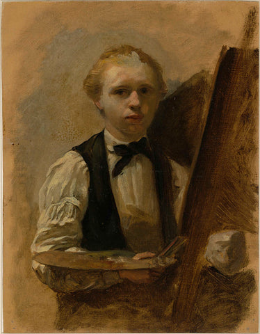 Self-portrait for the donkey, Albert Neuhuys (1844-1914), 1854 - 1914 Canvas Print