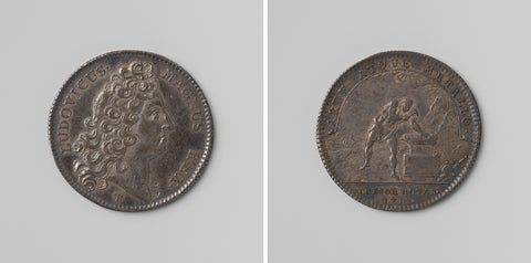 Beginning of the peace negotiations, calculation medal minted by order of the royal treasury, in honor of Louis XIV, King of France, Thomas Bernard, 1711 Canvas Print