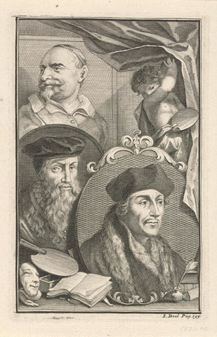 Portretten van Desiderius Erasmus, David Jorisz en Jan Snellinck, Jacob Houbraken, 1729 Canvas Print