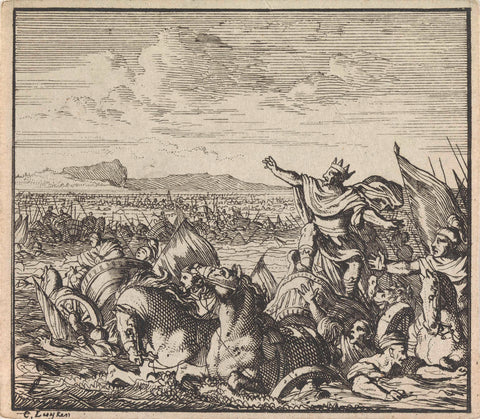 Pharaoh's army drowns in the Red Sea, Caspar Luyken, 1698 Canvas Print