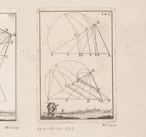 Dichotomy of quadrangles with a face at the bottom of a city with a man and a woman, Sébastien Leclerc (I), 1669 Canvas Print