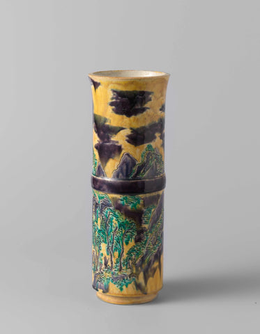 Vase with a landscape with trees and mountains, Aoki Mokubei (follower of), c. 1900 - c. 1930 Canvas Print