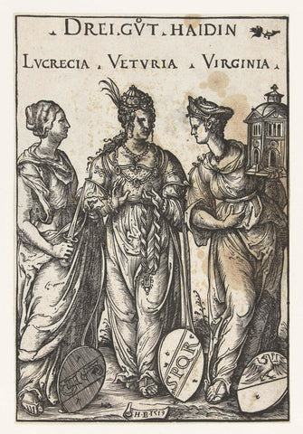 Saint Lucretia, Veturia and Virginia as three pagan heroines, Hans Burgkmair (I), 1519 Canvas Print