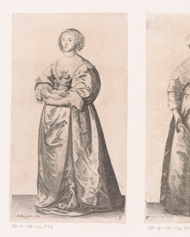 English woman of standing with flowers in hand, Wenceslaus Hollar, 1665 - 1707 Canvas Print