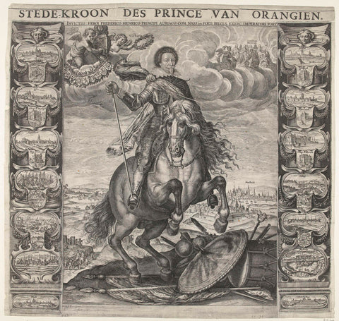 Allegorical Equestrian Portrait of Frederik Hendrik after the Conquest of Maastricht, 1632, Crispijn van de Passe (I), 1632 Canvas Print