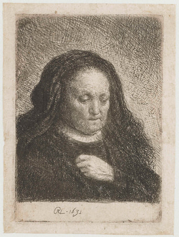 Rembrandt’s Mother with her Hand on her Chest, Rembrandt van Rijn, 1631 Canvas Print