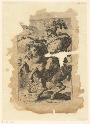 Marcus Curtius on horseback, anonymous, 1586 - 1596 Canvas Print