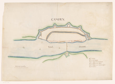 Fortress map of Kampen, anonymous, c. 1650 - c. 1799 Canvas Print