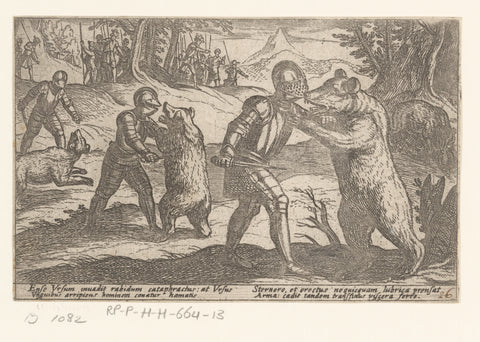 Armed men fight with bears, Antonio Tempesta, 1605 Canvas Print