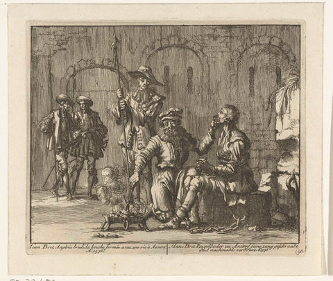 Hans Bret is pierced in Antwerp, 1576, Jan Luyken, 1683 - 1685 Canvas Print