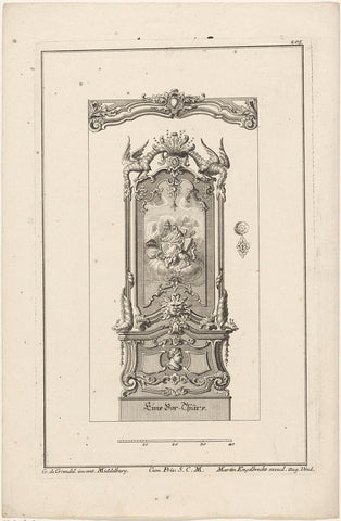 Design for a front door, anonymous, Gerrit de Grendel, 1708 - 1756 Canvas Print