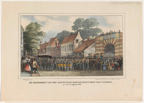 De Terugkomst van het Bataillon Mobile Schuttery van Utrecht, op den 19 augustus 1834, Willem Pieter Hoevenaar, 1834 Canvas Print