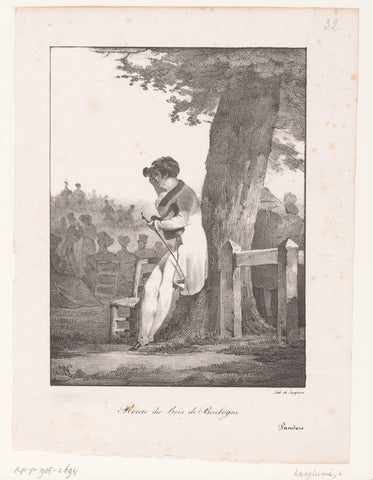 Young man with binoculars in the Bois de Boulogne, anonymous, Pierre Langlumé, 1824 Canvas Print