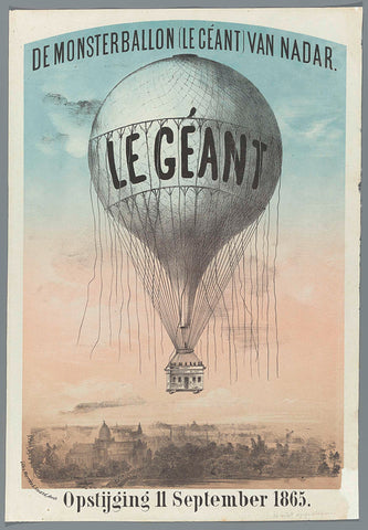 The Monster Balloon (Le Géant) of Nadar. Ascent 11 September 1865, Morriën & Amand, 1865 Canvas Print