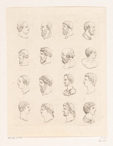 Sixteen heads of ancient scholars and emperors, Daniel Nikolaus Chodowiecki, 1775 Canvas Print