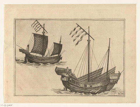 Two Chinese junks, 1607, anonymous, 1644 - 1646 Canvas Print