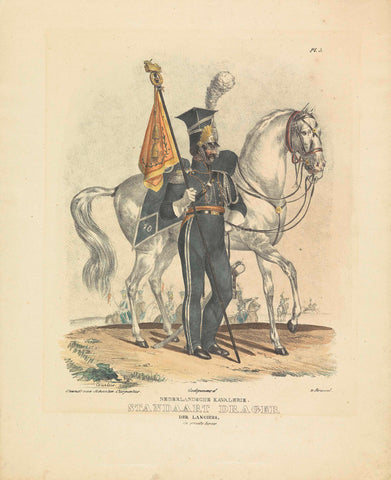 Standard bearer in big uniform, 1820-1825, A. Courtois, 1825 - 1827 Canvas Print