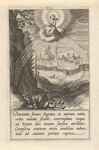 Catharina sitting on a cloud above a rainbow, Cornelis Galle (I), 1603 Canvas Print