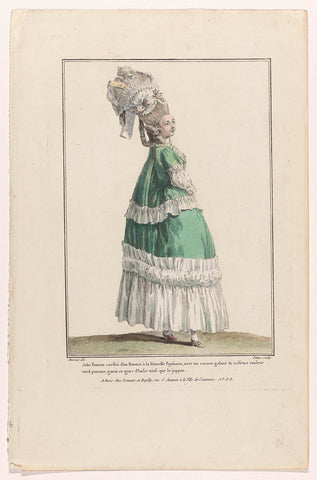 Gallery des Modes et Costumes Français, 1778, Q 96 : Jolie Femme coëffée d'un Bonnet (...), Charles Emmanuel Patas, c. 1778 Canvas Print