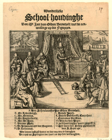 Title print of the pamphlet from 1618 entitled: Wonderlijcke School-houdinghe by Mr. Jan van Olden Bernevelt, anonymous, 1618 Canvas Print