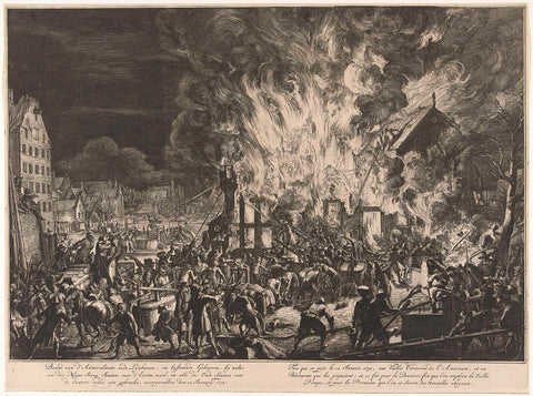 Fire in the lineways of the Admiralty, 1673, Romeyn de Hooghe (attributed to), 1690 - 1735 Canvas Print