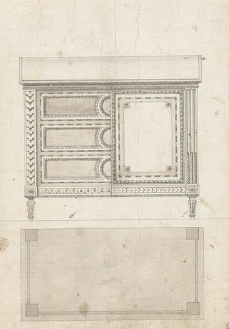 Design for a chest of drawers, with alternative with doors, anonymous, 1775 - 1785 Canvas Print