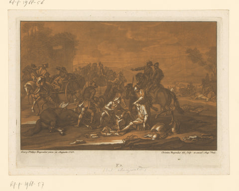 Battlefield after a battle, Christian Rugendas, 1718 - 1781 Canvas Print