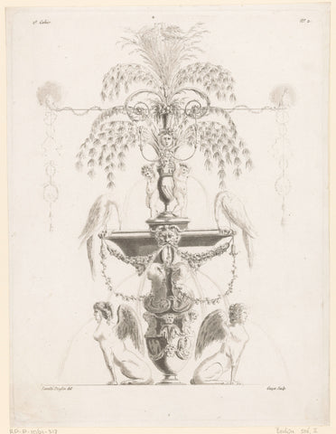 Fontein met sfinxen, Laurent Guyot, 1810 Canvas Print