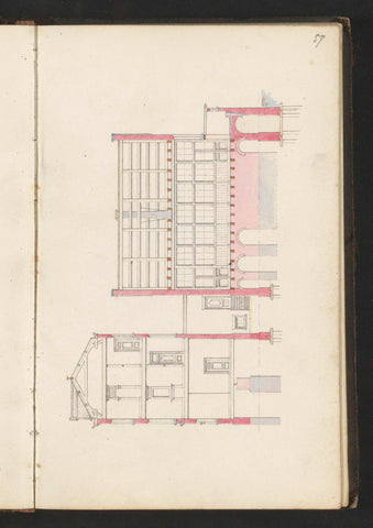 Cross-section of a building along its length, Willem Springer Jr., c. 1864 Canvas Print