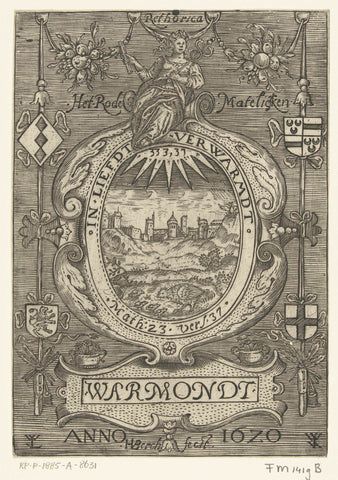 Blazoen van de rederijkerskamer Het Rode Madeliefje te Warmond, 1620, H. van den Berck, 1620 Canvas Print