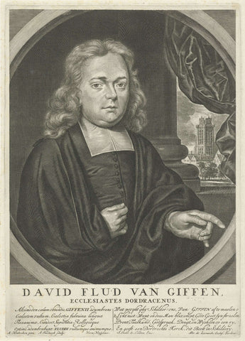 Portrait of David Flud van Giffen, preacher in Dordrecht, Jan Luyken, 1682 Canvas Print