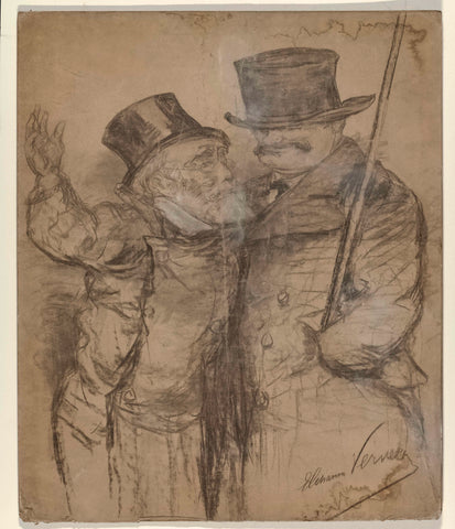 Caricature portrait of Jozef Israels and Salomon van Witsen, Elchanon Verveer, 1850 - 1899 Canvas Print