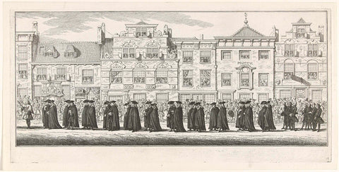 Members and staff of the Supreme Court and Court of Holland in the funeral procession of Anna van Hannover in Delft, 1759, Simon Fokke, 1759 - 1761 Canvas Print