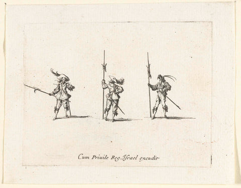 Exercises with a halberd, Jacques Callot, 1635 Canvas Print