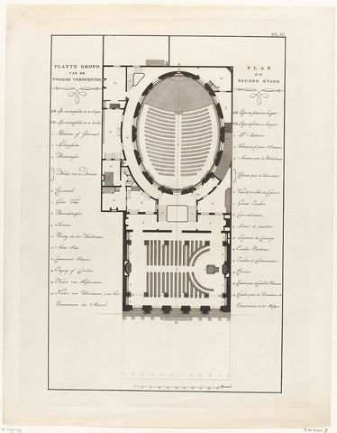 Map of the second floor of Felix Meritis in Amsterdam (Pl. II), Noach van der Meer (II), 1789 - 1791 Canvas Print