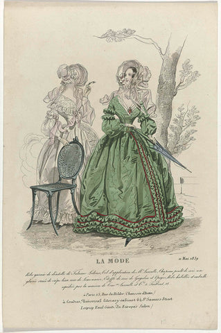 La Mode, 11 mai 1839 : Robe garnie de dentelle de Tulasne Ledoux (...), anonymous, 1839 Canvas Print