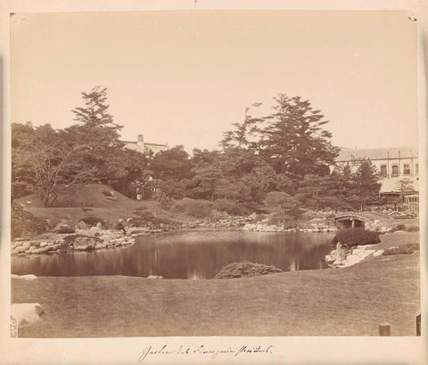 View of a pond in a Japanese garden, anonymous, 1884 Canvas Print