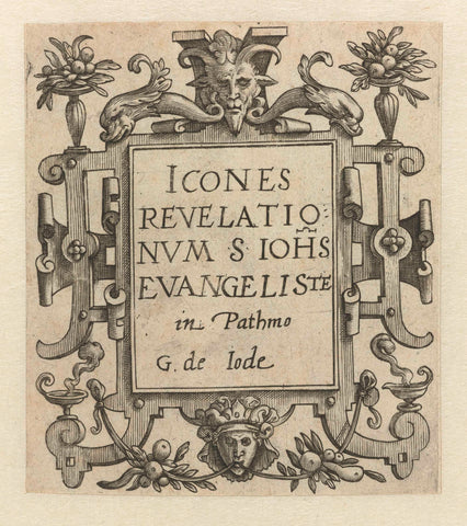 Title print for a series about Johannes op Patmos, Adriaen Collaert (attributed to), 1585 Canvas Print