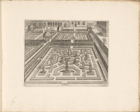 Garden with central first floor and rectangular compartments with a plant in the corners, Hans Vredeman de Vries, c. 1635 - c. 1640 Canvas Print