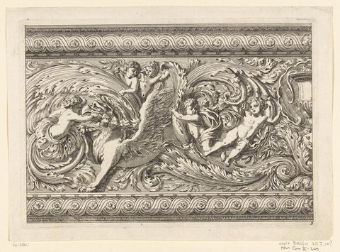 Man fighting with dragon, Jean Lepautre, c. 1670 - c. 1702 Canvas Print