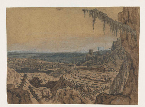 Distant View with a Road and Mossy Branches, Hercules Segers, c. 1622 - c. 1625 Canvas Print