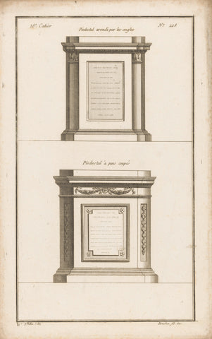 Two pedestals with tablets, Jean Pelletier, 1772 - 1779 Canvas Print