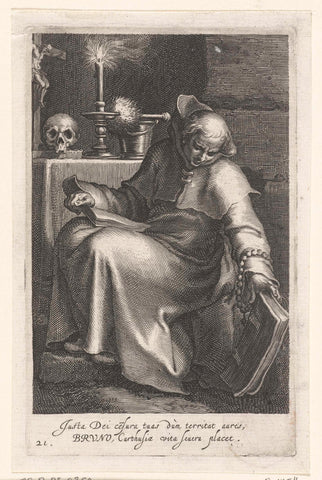 Saint Bruno the Carthusian as hermit, Boëtius Adamsz. Bolswert, 1590 - 1612 Canvas Print