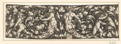 Frisian with leaf vines and figures, Heinrich Aldegrever, 1537 Canvas Print