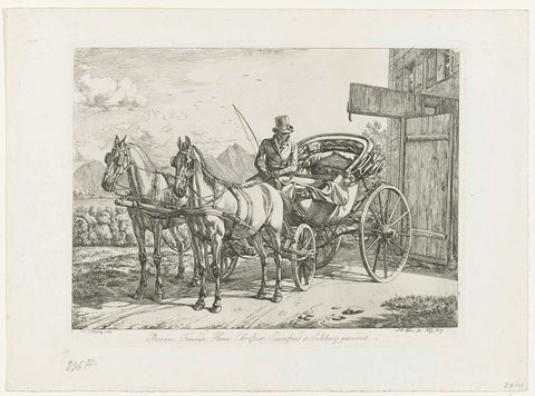 Coachman in his carriage pulled by two horses, Johann Adam Klein, Johann Adam Klein, 1819 Canvas Print