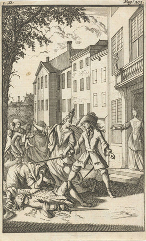 Mirandor kills Isabella's brother Caspar Luyken in a two-fight, 1695 Canvas Print