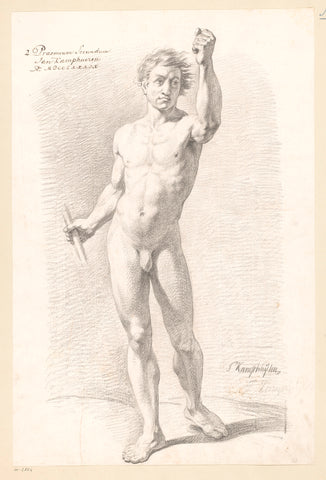 Standing male nude, seen from the front (2nd prize 1789), Jan Kamphuijsen, 1789 Canvas Print