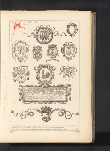 Reproduction of eight coats of arms designed by Georg Braun and Frans Hogenberg, anonymous, c. 1875 - in or before 1880 Canvas Print