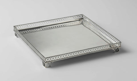 Serving tray, square, with raised edge cut open., Reynier Brandt (attributed to), 1782 Canvas Print